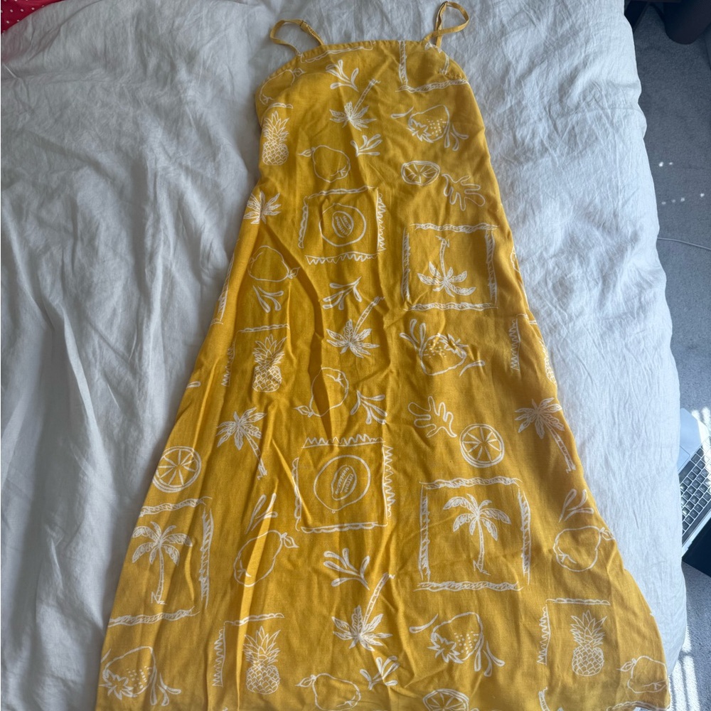 J. Crew Yellow Tropical-Print Spaghetti-Strap Maxi Dress